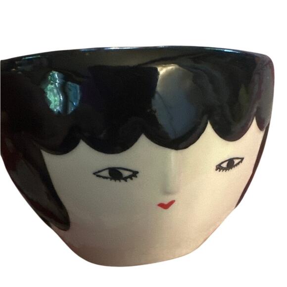 Anthropologie Kinska Raya Face Pot Ceramic Planter Girl Face Succulent Painted - Picture 6 of 8